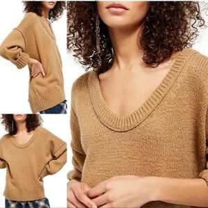 FREE PEOPLE BROOKSIDE DESERT SAND LOBLNG SLEEVE SWEATER MEDIUM LARGE